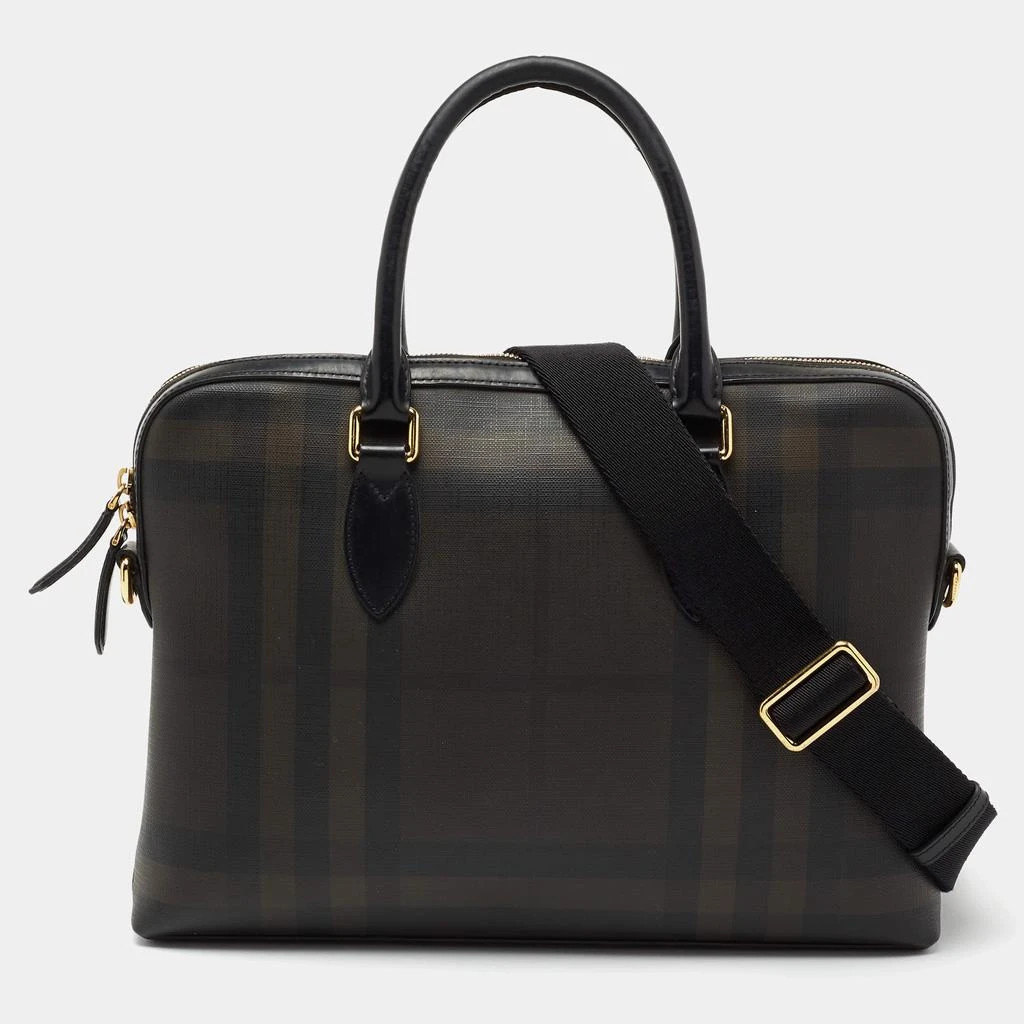 商品[二手商品] Burberry|Burberry Brown/Black London Check Coated Canvas And Leather The Barrow Briefcase,价格¥4456,第1张图片