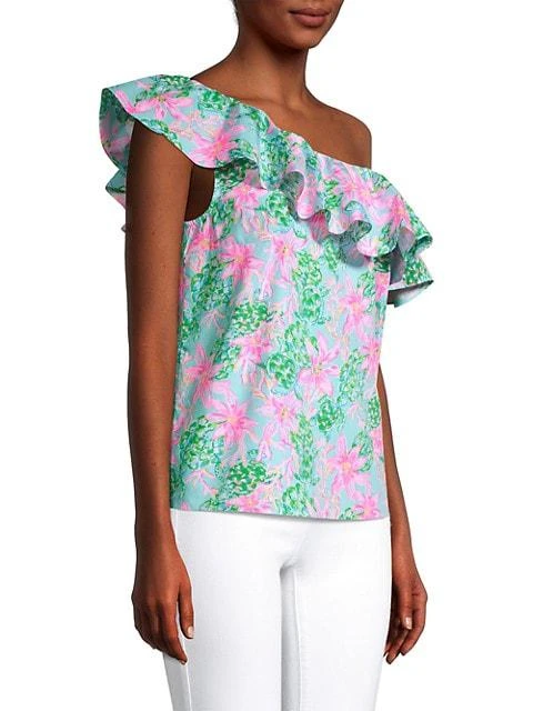 商品Lilly Pulitzer|Zeldie Floral-Printed One-Shoulder Ruffle Top,价格¥810,第4张图片详细描述