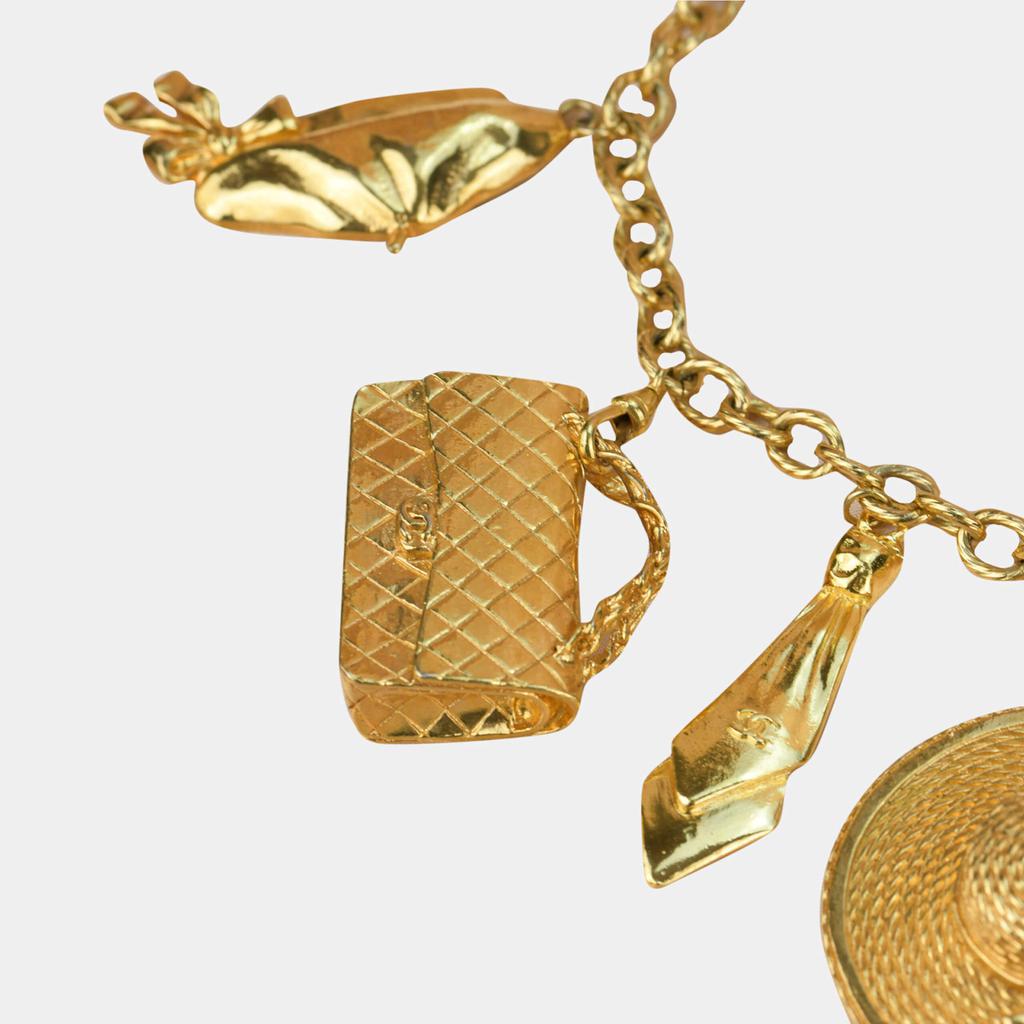 Chanel Vintage Gold Plated Chain Necklace with Six Iconic Charms商品第3张图片规格展示