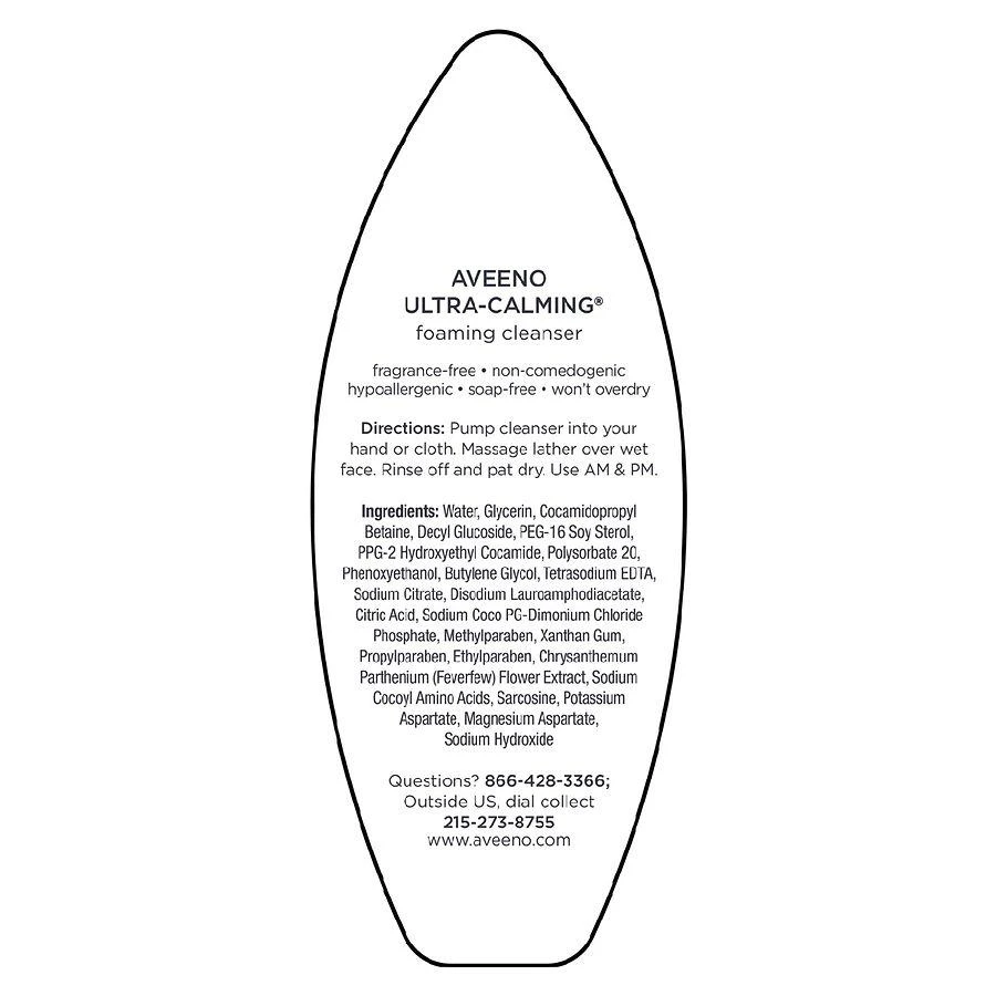 商品Aveeno|Ultra-Calming Foaming Cleanser For Dry Sensitive Skin Fragrance-Free,价格¥83,第3张图片详细描述