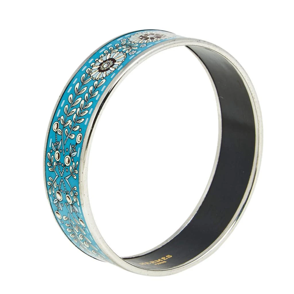 商品[二手商品] Hermes|Hermès Print Enamel Palladium Plated Wide Bangle Bracelet,价格¥2603,第2张图片详细描述