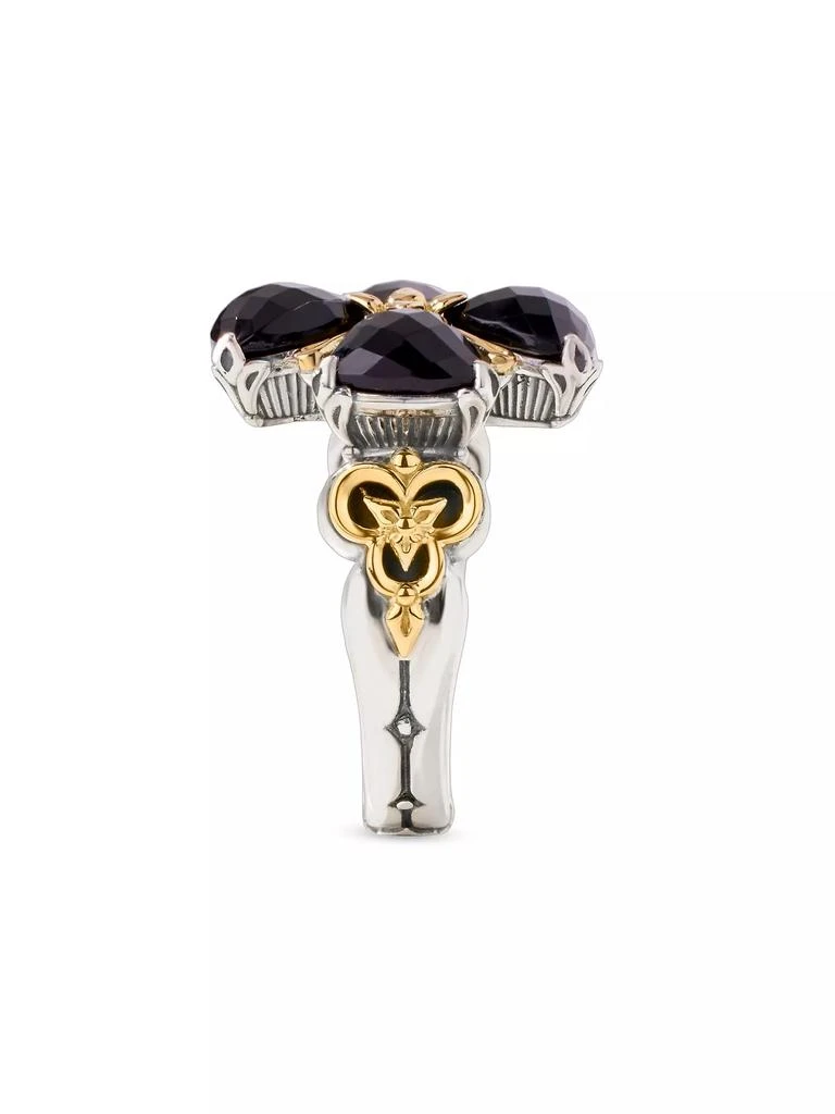 商品Konstantino|Anthos Prism Sterling Silver, 18K Yellow Gold &amp; Black Onyx Flower Ring,价格¥4724,第2张图片详细描述