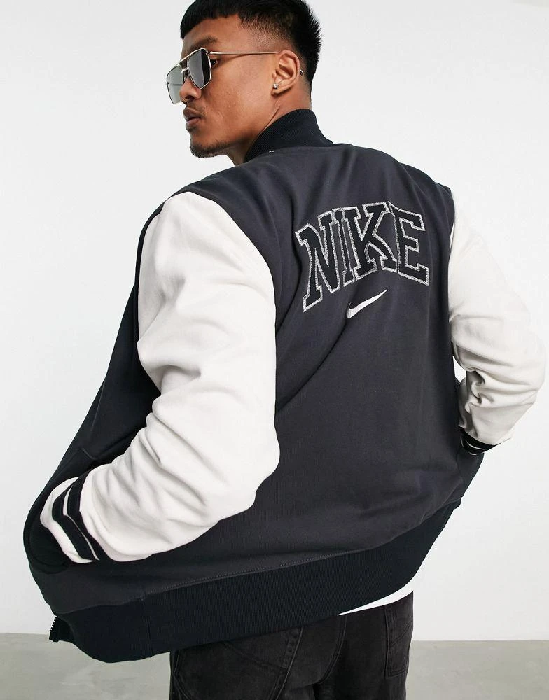 商品NIKE|Nike Retro Varsity fleece jacket in off white/washed black,价格¥692,第4张图片详细描述