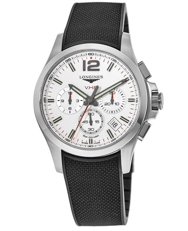 商品Longines|Longines Conquest V.H.P. Silver Dial Black Rubber Strap Men's Watch L3.717.4.76.9,价格¥10263,第1张图片