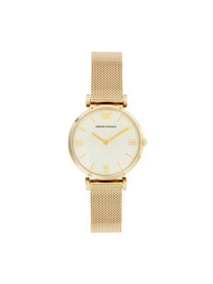 32MM Gold IP Stainless Steel Mesh Bracelet Watch商品第1张图片规格展示