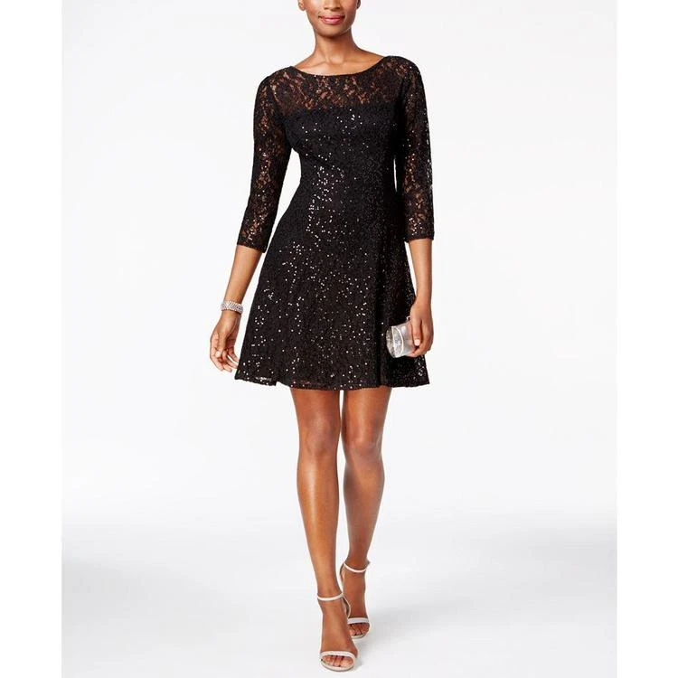 商品SL Fashions|Sequined Lace Fit & Flare Dress,价格¥711,第1张图片