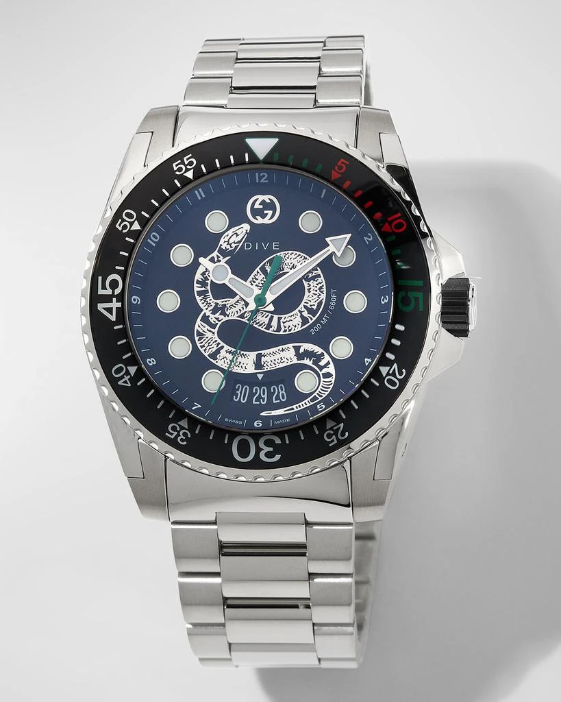 商品Gucci|Men's 45mm Dive King Snake Stainless Steel Watch with Bracelet,价格¥7037,第1张图片