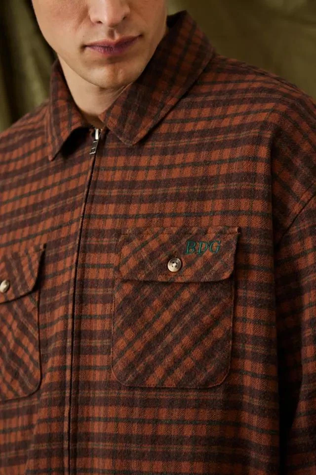 商品BDG|BDG Rust Check Zip-Up Shirt,价格¥597,第2张图片详细描述