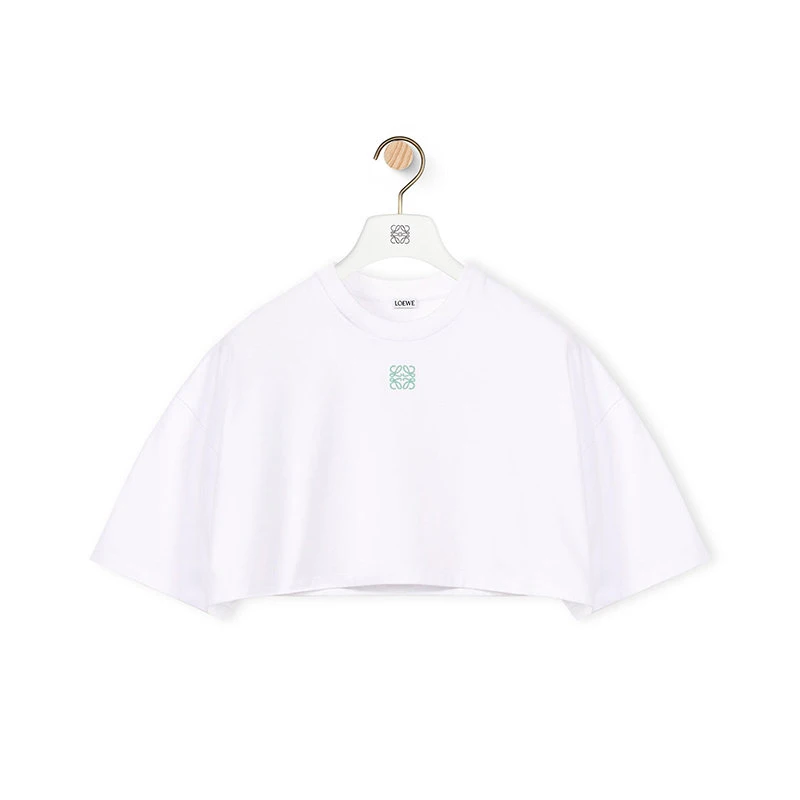 商品Loewe|【预售3-7天】LOEWE/罗意威 22年春夏新款 女士白色纯棉Anagram Logo短款T恤S540Y22X16-2100,价格¥2500,第4张图片详细描述