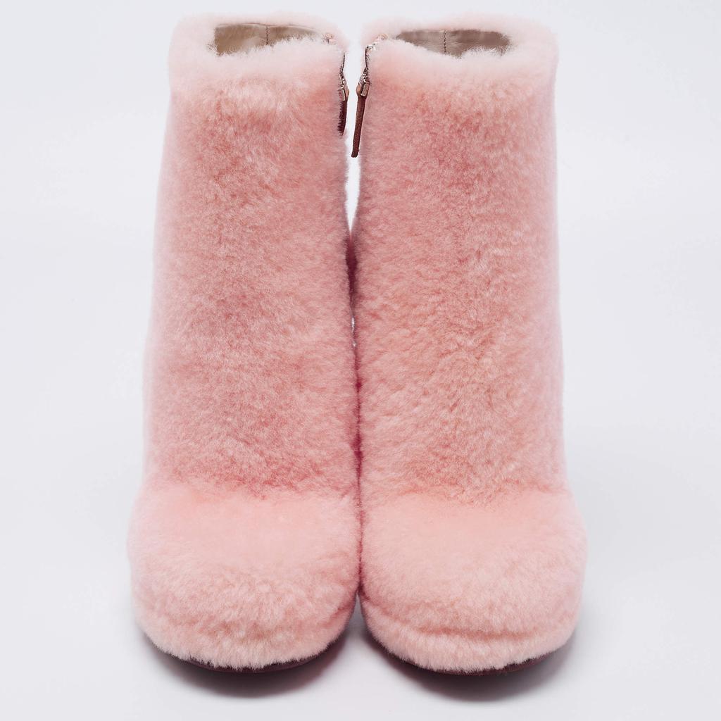 商品Fendi|Fendi Pink Fur Ice Heel Ankle Boots Size 38,价格¥4999,第5张图片详细描述