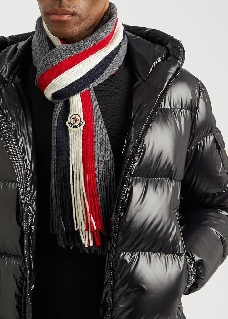 商品Moncler|Grey striped ribbed wool scarf,价格¥1714,第4张图片详细描述