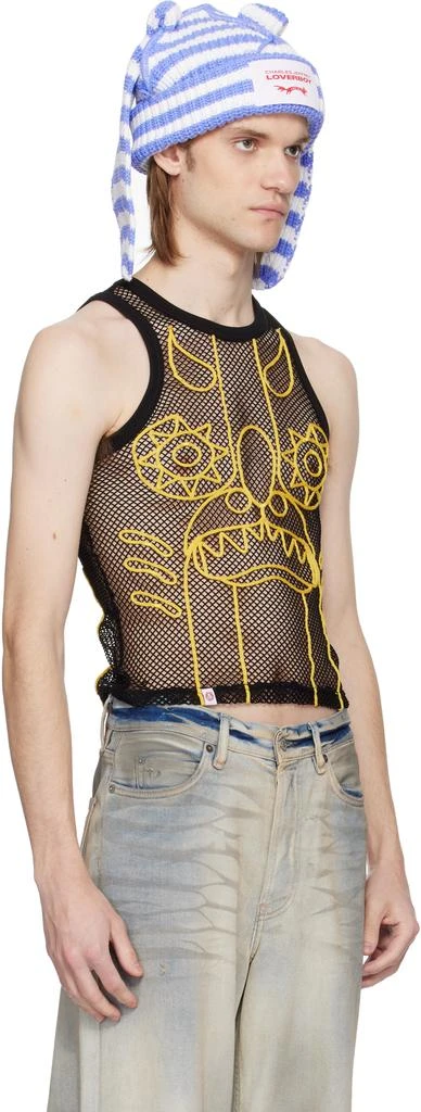 商品Charles Jeffrey Loverboy|SSENSE Exclusive Black & Yellow Graphic Net Tank Top,价格¥590,第2张图片详细描述