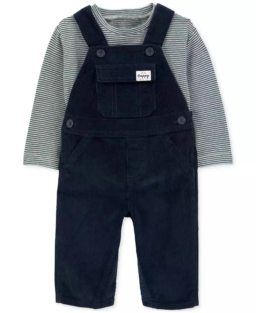 商品Carter's|Baby Boys Striped T-Shirt & Corduroy Overall, 2 Piece Set,价格¥122,第1张图片