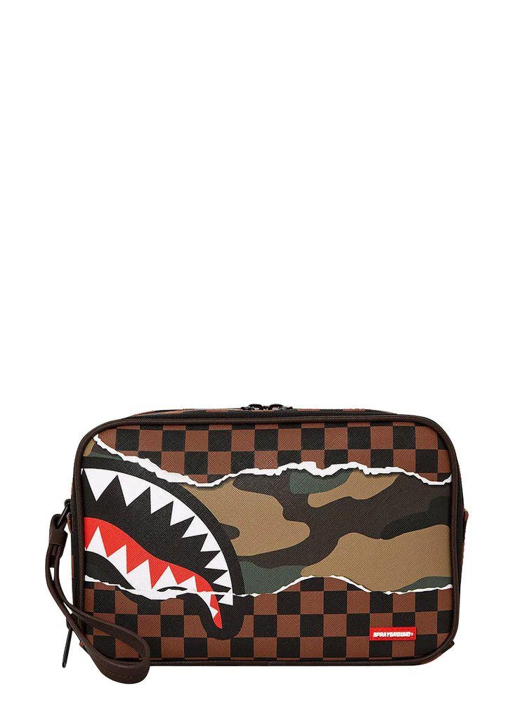 商品SprayGround|Sprayground Shark Checked Zipped Toiletry Bag,价格¥605,第1张图片