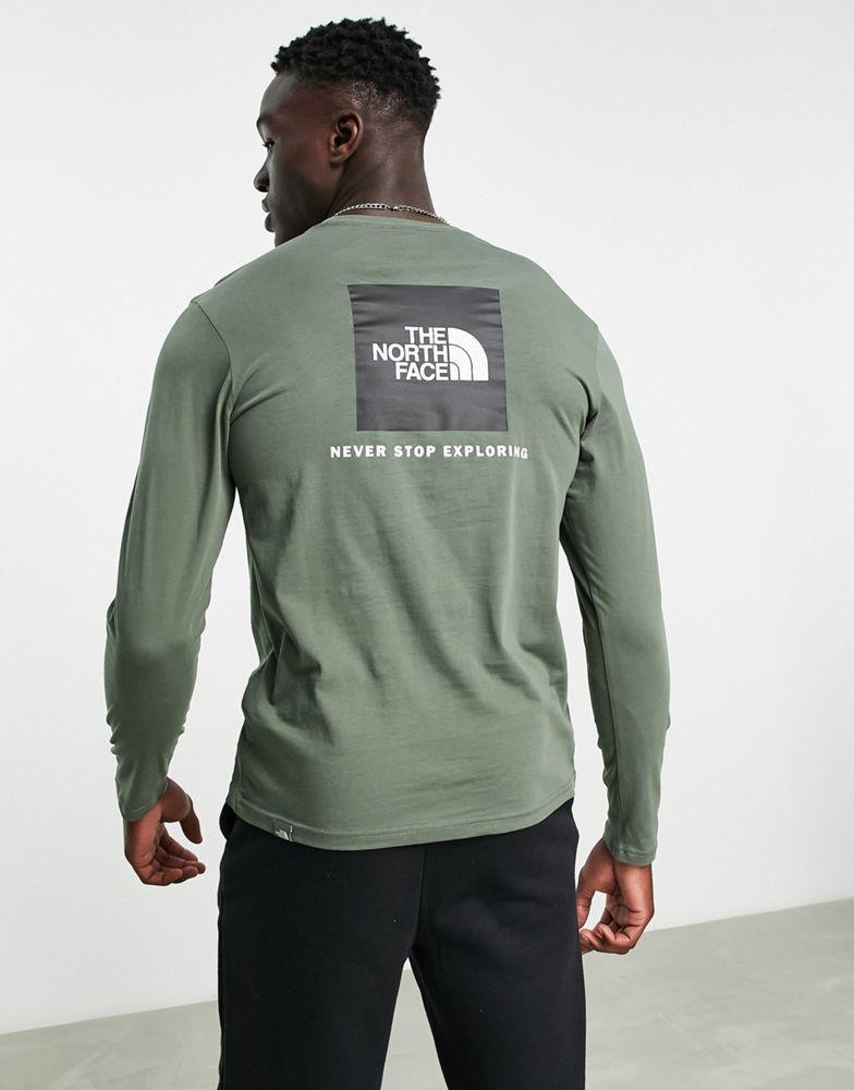 The North Face Redbox back print long sleeve t-shirt in khaki商品第2张图片规格展示
