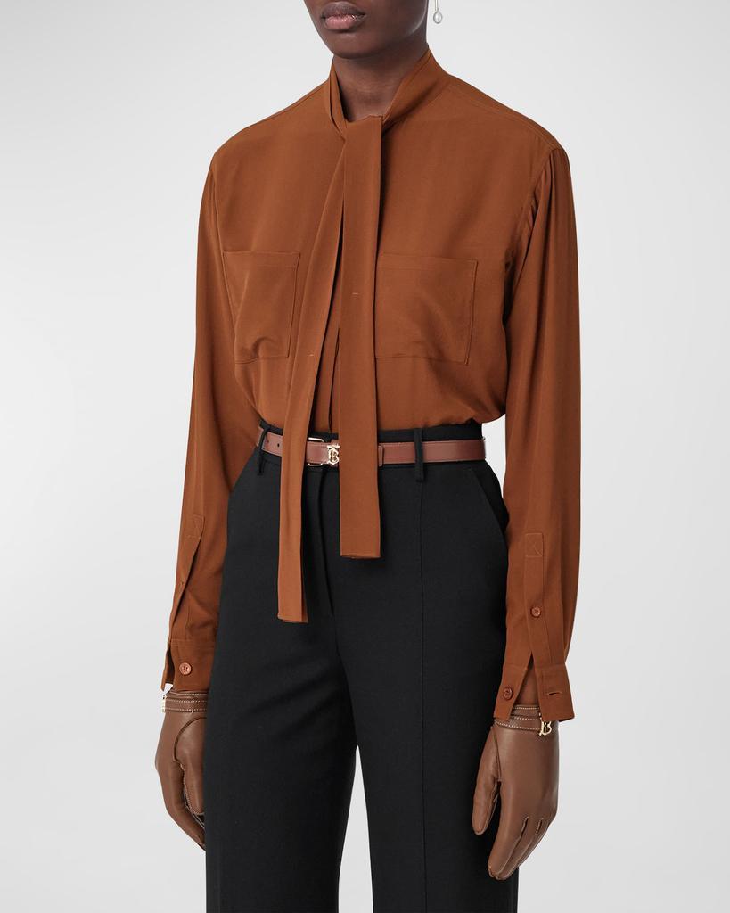商品Burberry|Kelli Neck-Tie Silk Shirt,价格¥8237,第1张图片