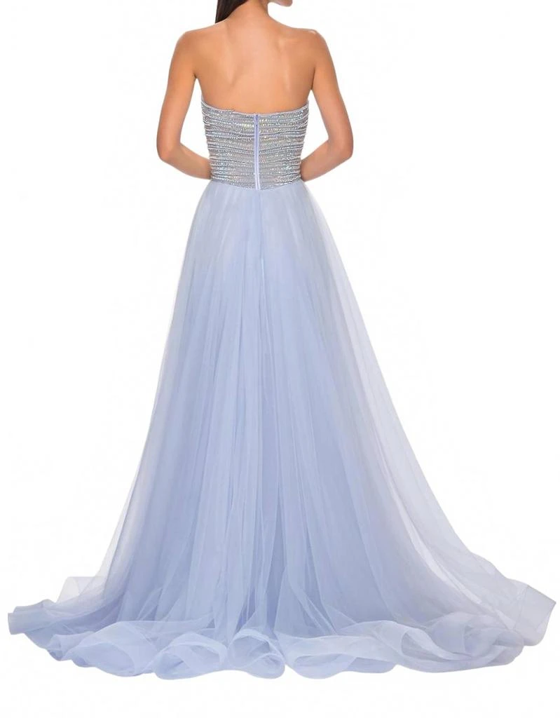 商品La Femme|A-Line Pearl And Rhinestone Prom Dress In Light Periwinkle,价格¥2842,第3张图片详细描述