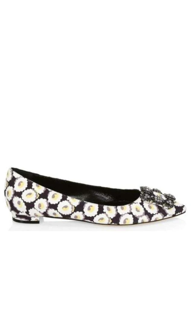 商品Manolo Blahnik|Crystal Brooch Floral Print Flats,价格¥5246,第1张图片