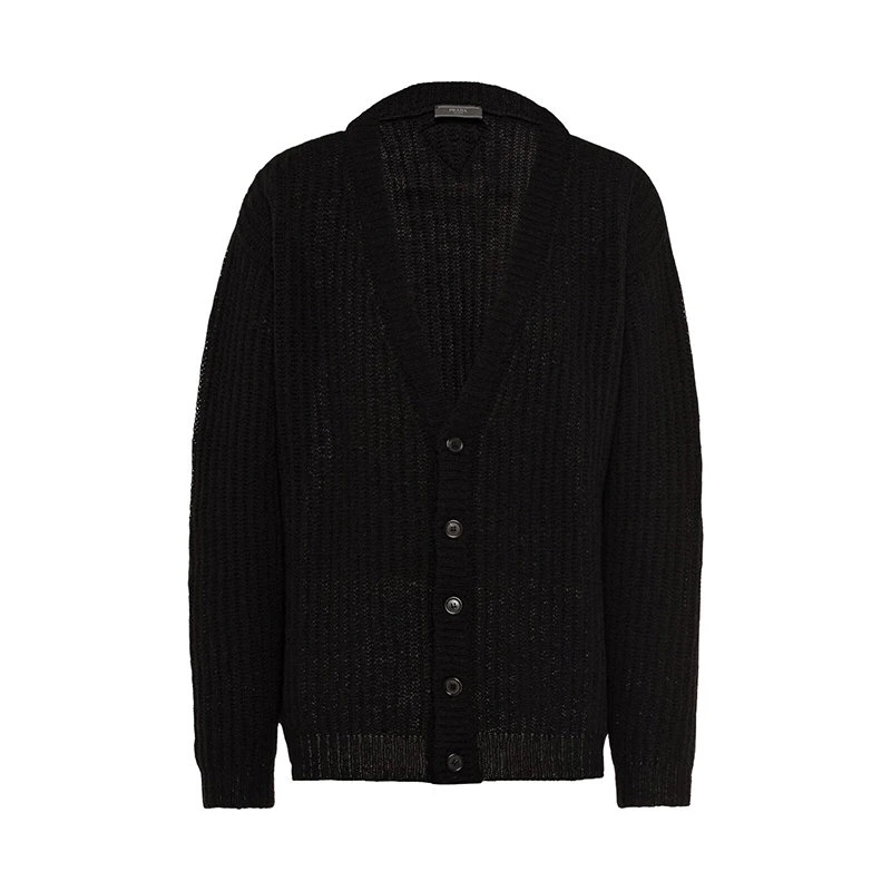 商品Prada|【预售3-7天】普拉达 22年早春 男士黑色设得兰羊毛开衫UMG103_1Z7F_F0002_S_221,价格¥11595,第1张图片