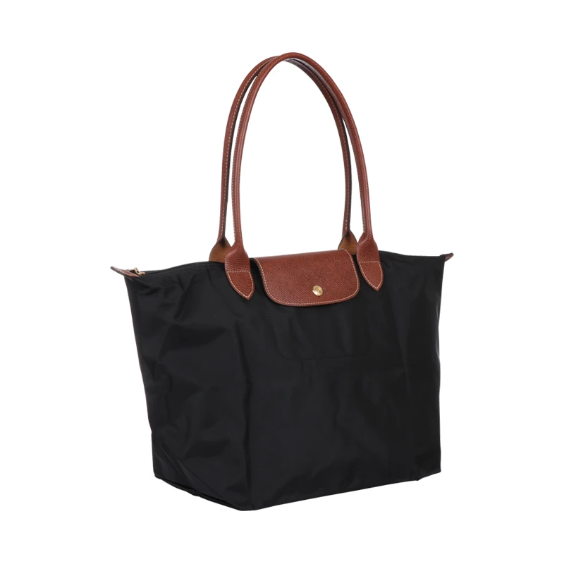 商品Longchamp|LONGCHAMP 珑骧 女士织物可折叠大号长柄女包单肩手提包包 黑色 L1899089001,价格¥639,第1张图片