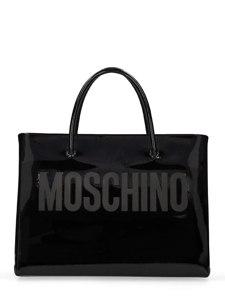 商品Moschino|Logo Patent Leather Tote Bag,价格¥5882,第1张图片