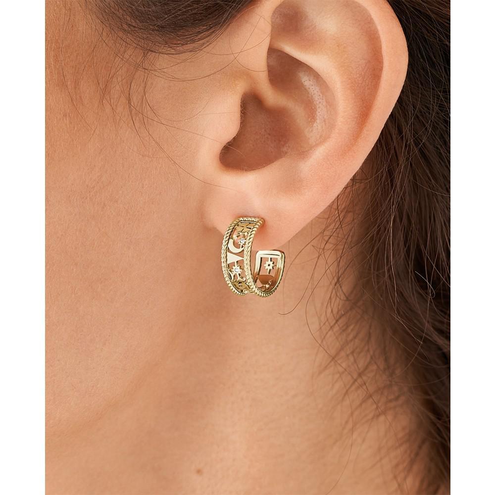 商品Fossil|Sadie Golden Icons Gold-tone Stainless Steel Hoop Earrings,价格¥407,第4张图片详细描述