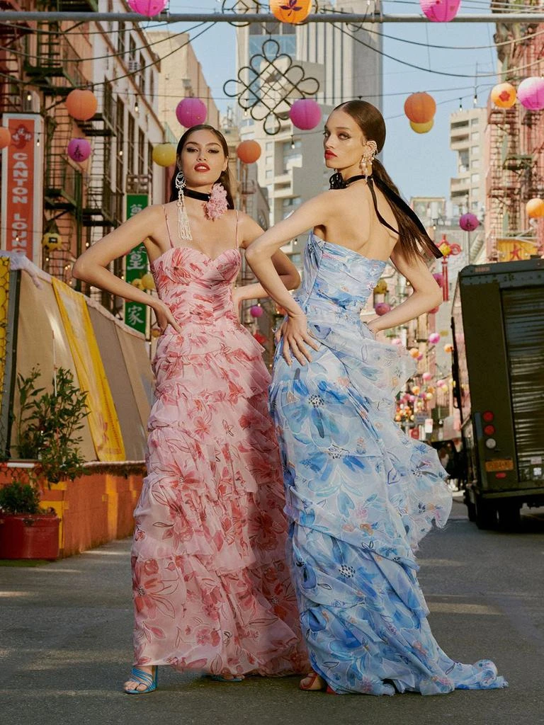 商品PRABAL GURUNG|Flower Tiered Silk Crepe Gown,价格¥10484,第3张图片详细描述