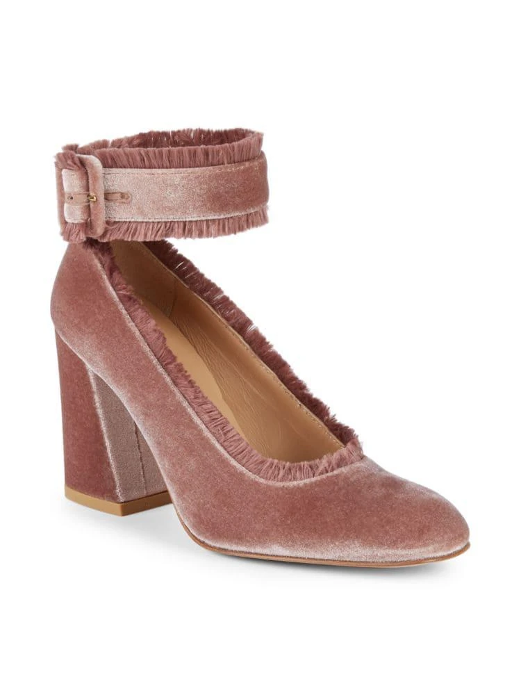 商品Stuart Weitzman|Fringeclarisa Velvet Ankle-Strap Pumps,价格¥789,第1张图片