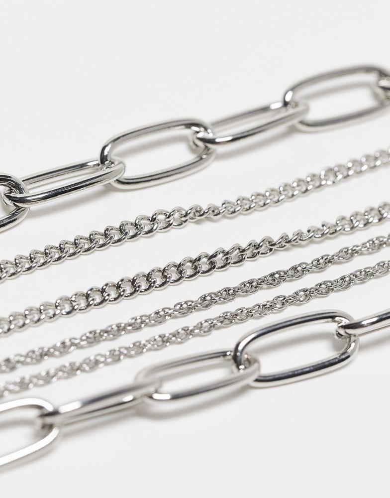 商品Reclaimed Vintage|Reclaimed Vintage unisex silver and gold knotted necklace multirow,价格¥78,第4张图片详细描述