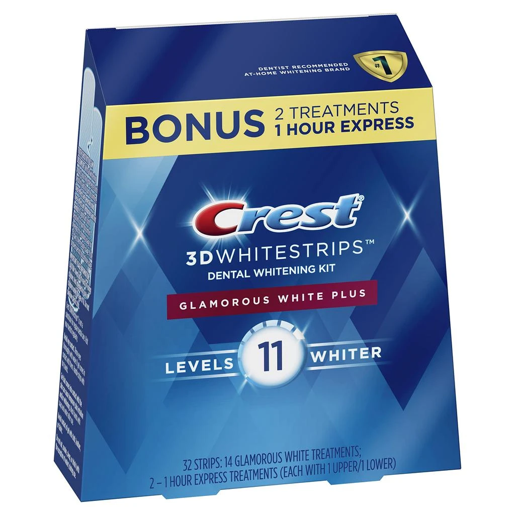 商品Crest|Crest 3D Whitestrips Glamorous White, 3D White, Teeth Whitening Strip Kit, 32 Strips (16 Count Pack) - Crest Teeth Whitening Strips, Teeth Whitening Kit - Packaging May Vary,价格¥336,第1张图片