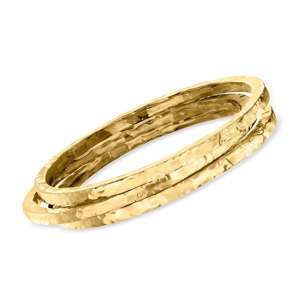 商品Ross-Simons|Ross-Simons Italian 24kt Gold Over Sterling Silver Jewelry Set: 3 Hammered Bangle Bracelets,价格¥1336,第3张图片详细描述