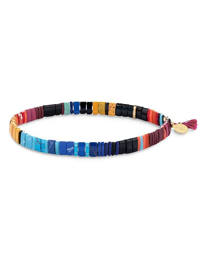 商品Shashi|Tilu Montana Multicolor Beaded Stretch Bracelet in 14K Gold Plated,价格¥465,第1张图片