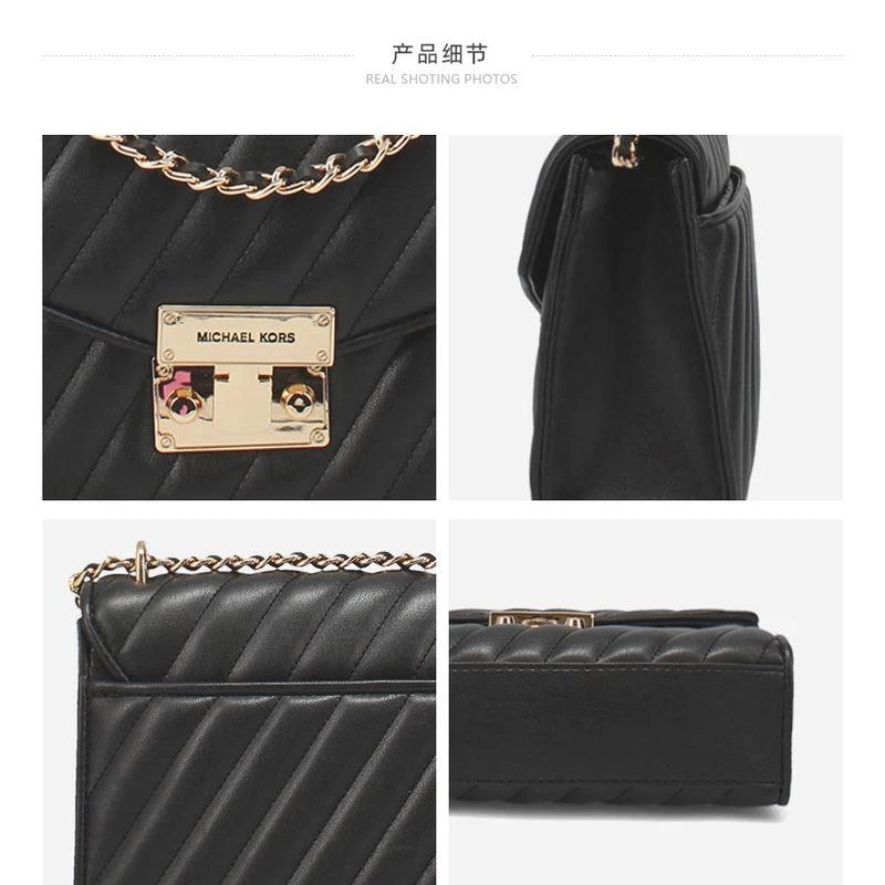 商品Michael Kors|香港直邮Michael Kors 奥莱款 ROSE中号女士人造皮革单肩斜挎包35T0GXOL2U BLACK,价格¥2344,第11张图片详细描述