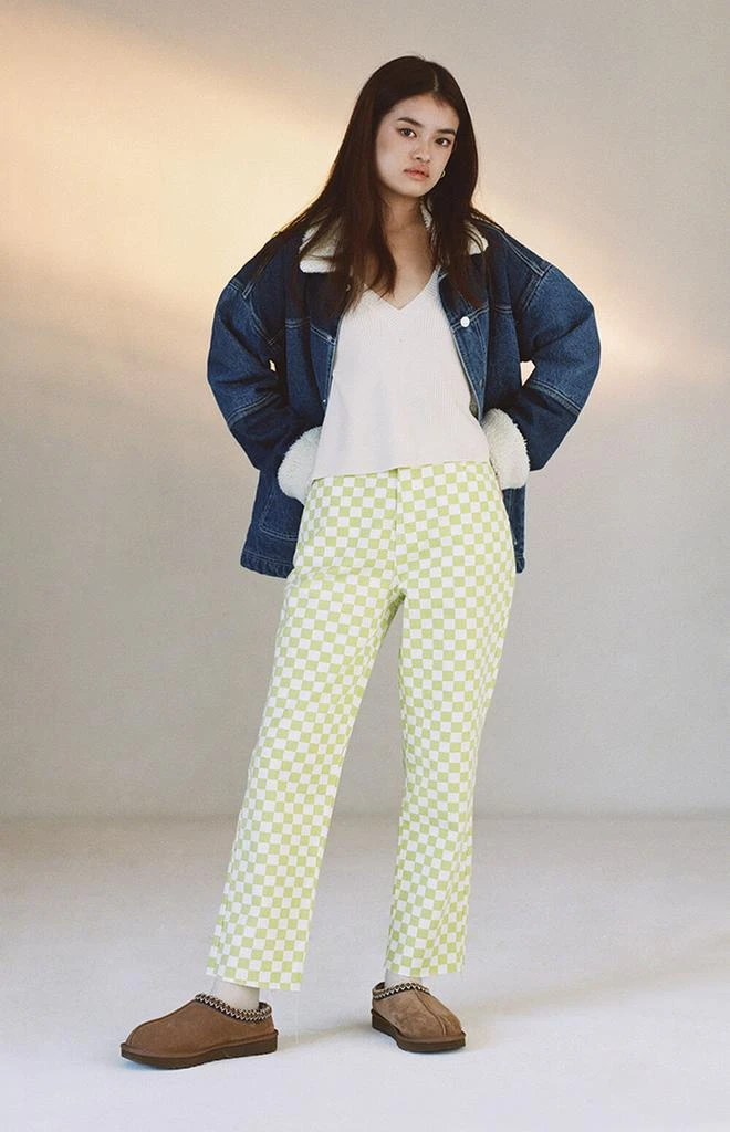 商品PacSun|Eco Lime Checkerboard High Waisted Straight Leg Jeans,价格¥133,第1张图片