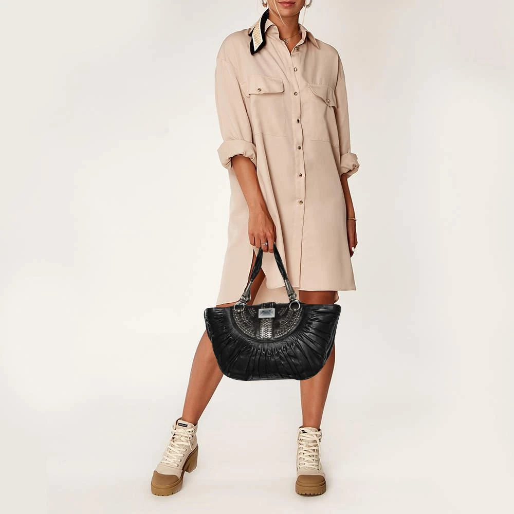 商品[二手商品] Dior|Dior Black Pleated Leather Plisse Tote,价格¥2562,第2张图片详细描述