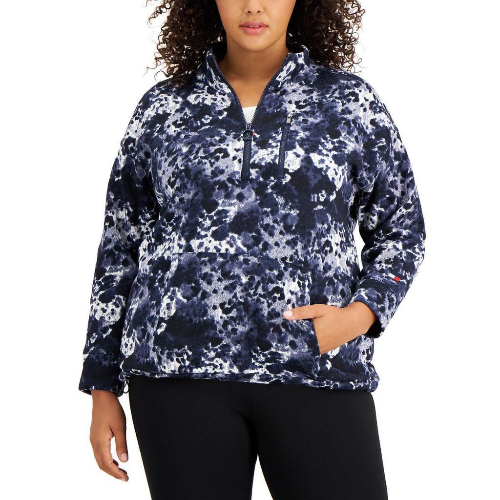 商品Tommy Hilfiger|Tommy Hilfiger Sport Womens Plus Printed Sweatshirt 1/2 Zip Top,价格¥487,第1张图片