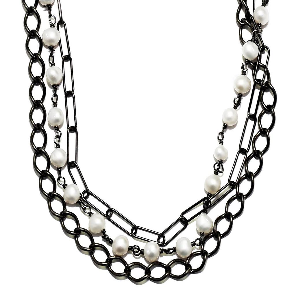 Adornia Messy Layered Pearl Necklace Silver商品第1张图片规格展示