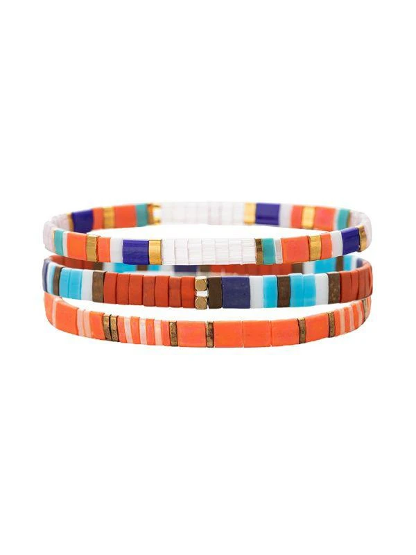 商品Eye Candy LA|Luxe Kate 3-Piece Goldtone & Enamel Stretch Bracelet Set,价格¥230,第1张图片