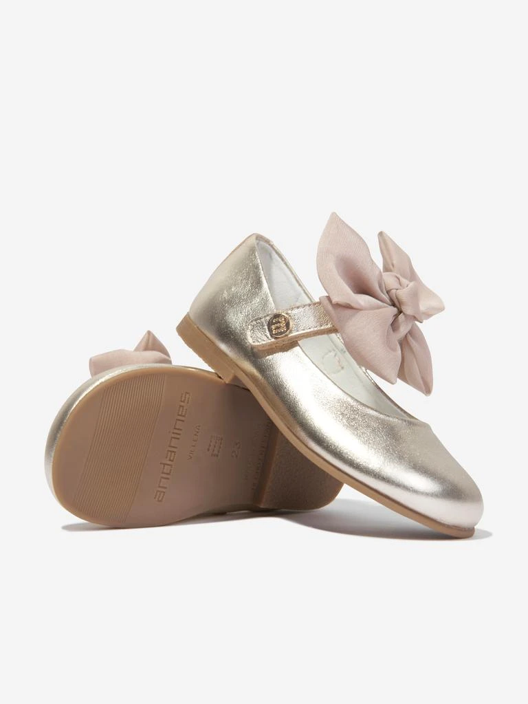 商品Andanines|Girls Leather Bow Shoes in Gold,价格¥337,第2张图片详细描述