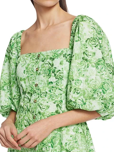 Puff-Sleeve Rose Print 上衣 商品