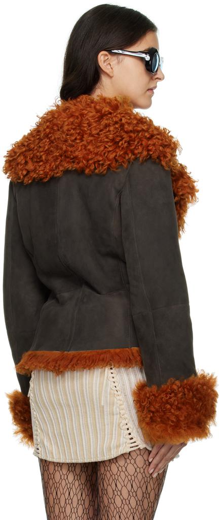 Brown Cropped Shearling Jacket商品第3张图片规格展示