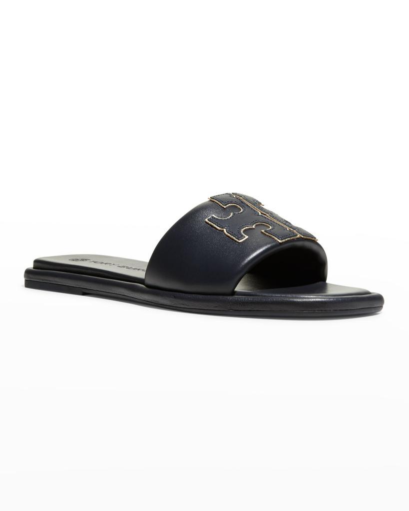商品Tory Burch|Double T Leather Medallion Slide Sandals,价格¥1456,第4张图片详细描述