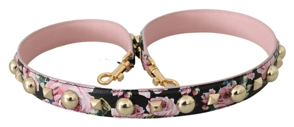 商品Dolce & Gabbana|Dolce & Gabbana Pink Floral Leather Stud Accessory Shoulder Strap,价格¥2148,第2张图片详细描述