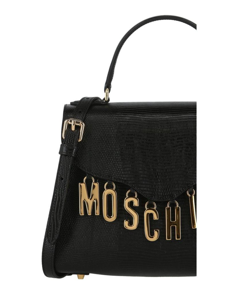 商品Moschino|Logo Charm Leather Top Handle Bag,价格¥6248,第5张图片详细描述