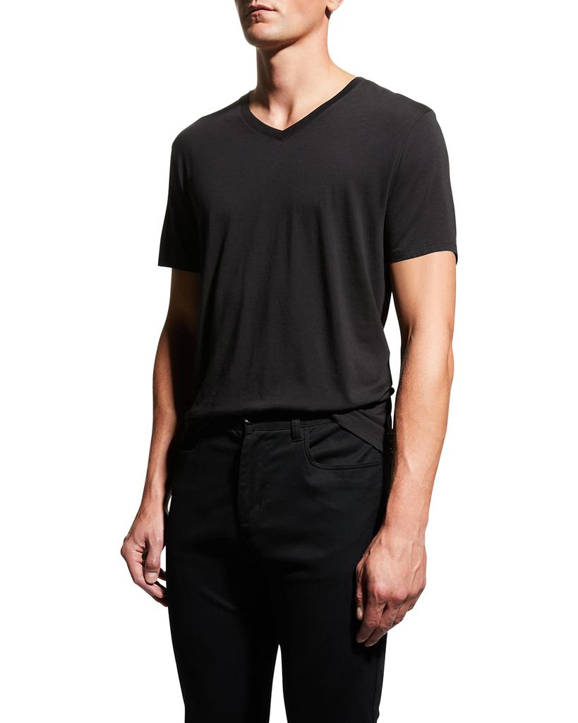Short-Sleeve V-Neck Jersey T-Shirt, Gray商品第1张图片规格展示
