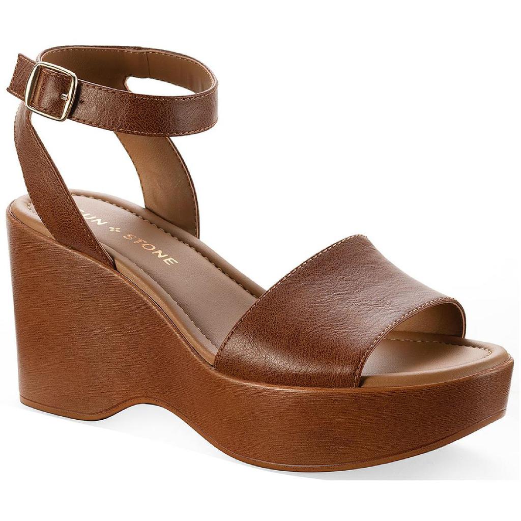 Sun + Stone | Sun + Stone Womens Audreey Faux Leather Ankle Strap Wedge Sandals 139.72元 商品图片