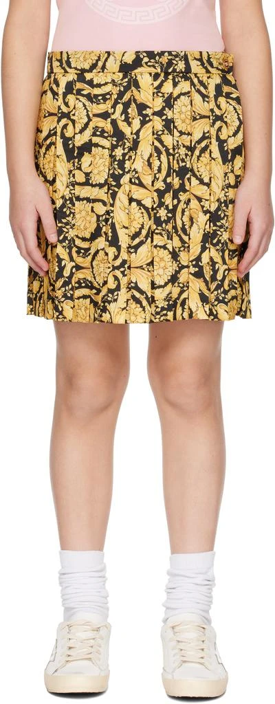 商品Versace|黑色 & 金色 Barocco Pleated 儿童半身裙,价格¥3263,第1张图片