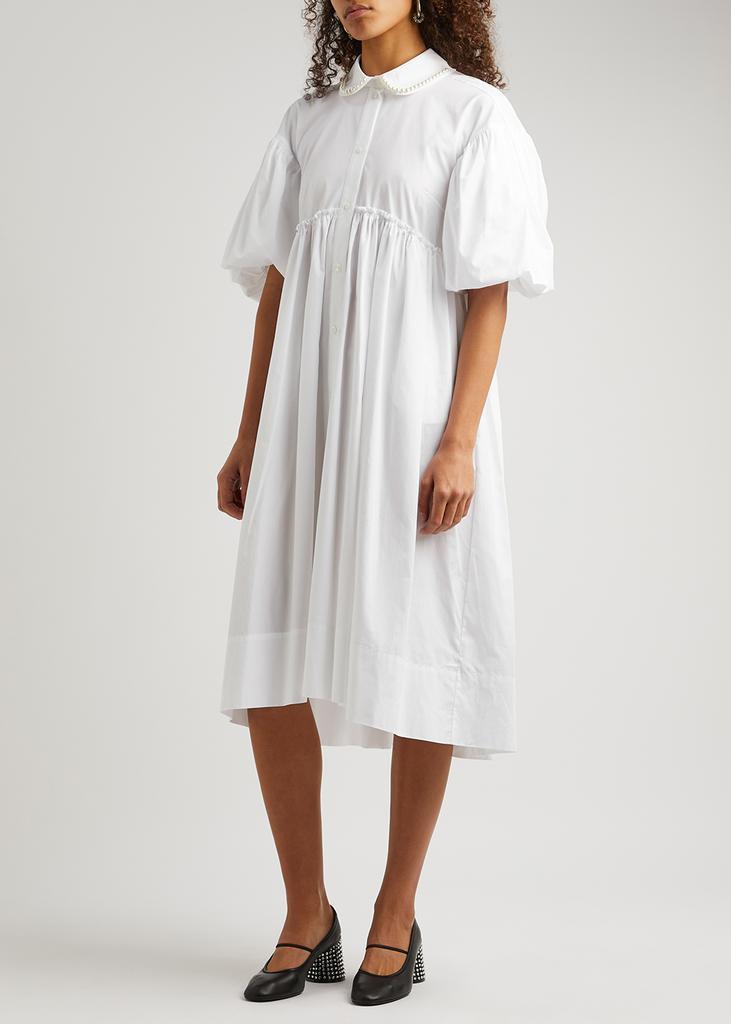 商品Simone Rocha|Faux pearl-embellished cotton-poplin midi dress,价格¥9561,第6张图片详细描述