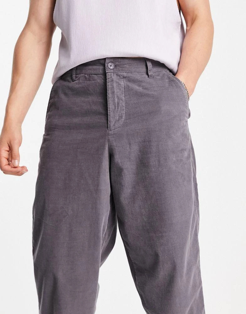 商品ASOS|ASOS DESIGN balloon fit trousers in charcoal cord,价格¥141,第4张图片详细描述