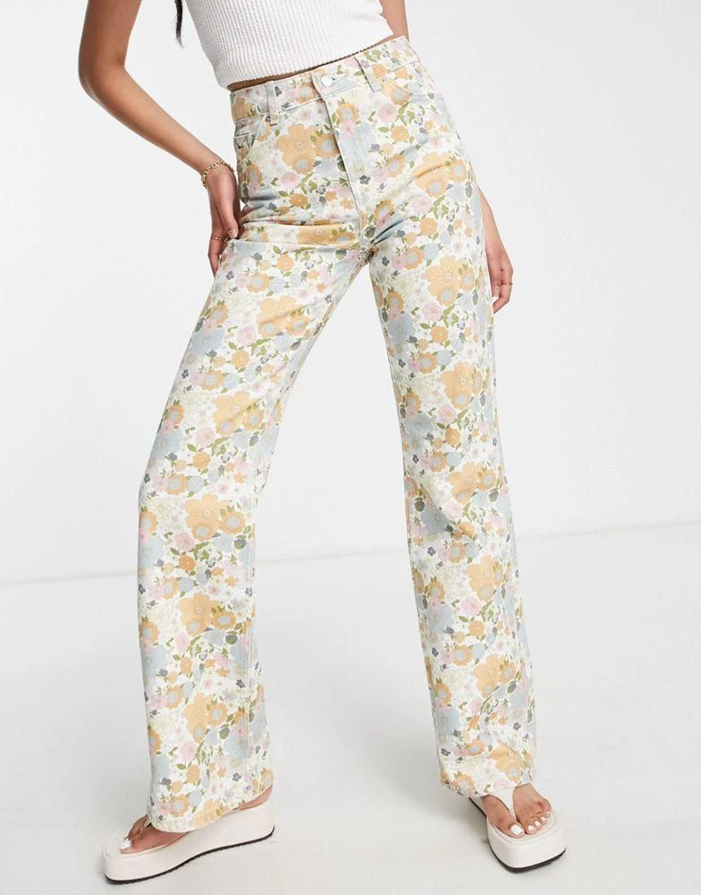 商品Topshop|Topshop retro floral pattern 90s flare in multi,价格¥202,第1张图片